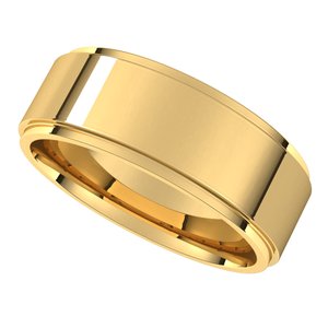 14K Yellow 7 mm Flat Comfort Fit Edge Band - BN & CO JEWELRY