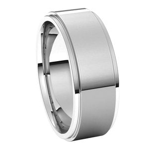 14K White 7 mm Flat Comfort Fit Edge Band - BN & CO JEWELRY