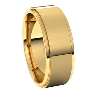 14K Yellow 7 mm Flat Comfort Fit Edge Band - BN & CO JEWELRY