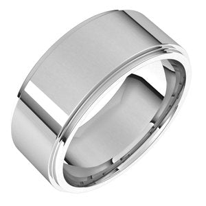 14K White 8 mm Flat Comfort Fit Edge Band Size 16 - BN & CO JEWELRY