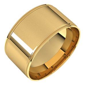14K Yellow 10 mm Milgrain Flat Comfort Fit Edge Band Size 11.5 - BN & CO JEWELRY