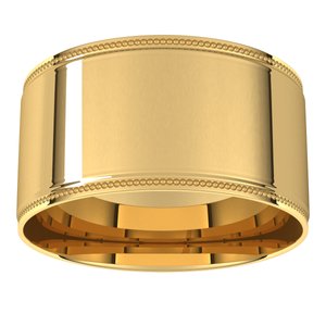 14K Yellow 10 mm Milgrain Flat Comfort Fit Edge Band Size 11.5 - BN & CO JEWELRY