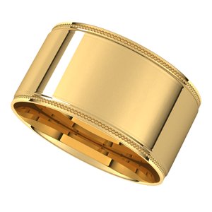 14K Yellow 10 mm Milgrain Flat Comfort Fit Edge Band Size 11.5 - BN & CO JEWELRY
