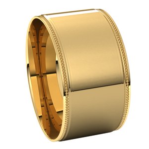 14K Yellow 10 mm Milgrain Flat Comfort Fit Edge Band Size 11.5 - BN & CO JEWELRY