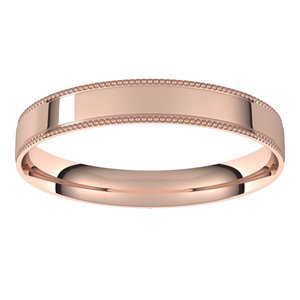 14K Rose 3 mm Milgrain Flat Comfort Fit Edge Band Size 9 - BN & CO JEWELRY