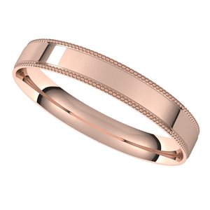 14K Rose 3 mm Milgrain Flat Comfort Fit Edge Band Size 9 - BN & CO JEWELRY