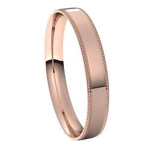 14K Rose 3 mm Milgrain Flat Comfort Fit Edge Band Size 9 - BN & CO JEWELRY