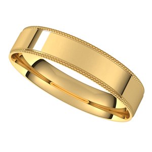 10K Yellow 4 mm Milgrain Flat Comfort Fit Edge Band Size 12 - BN & CO JEWELRY