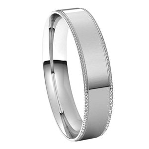 14K White 4 mm Milgrain Flat Comfort Fit Edge Band Size 9.5 - BN & CO JEWELRY