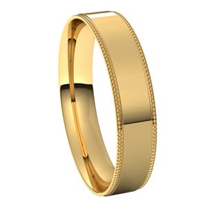 10K Yellow 4 mm Milgrain Flat Comfort Fit Edge Band Size 12 - BN & CO JEWELRY