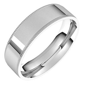 14K White 5 mm Milgrain Flat Comfort Fit Edge Band Size 9 - BN & CO JEWELRY