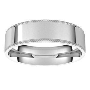 14K White 5 mm Milgrain Flat Comfort Fit Edge Band Size 9 - BN & CO JEWELRY