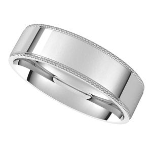 14K White 5 mm Milgrain Flat Comfort Fit Edge Band Size 9 - BN & CO JEWELRY
