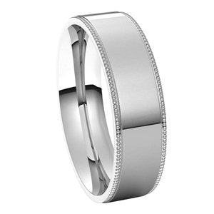 14K White 5 mm Milgrain Flat Comfort Fit Edge Band Size 9 - BN & CO JEWELRY