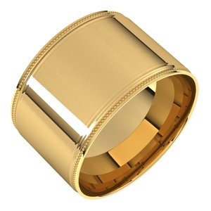 14K Yellow 12 mm Milgrain Flat Comfort Fit Edge Band Size 6 - BN & CO JEWELRY