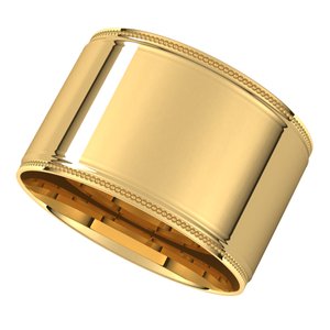 14K Yellow 12 mm Milgrain Flat Comfort Fit Edge Band Size 6 - BN & CO JEWELRY