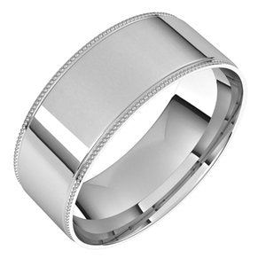 14K White 7 mm Milgrain Flat Comfort Fit Edge Band - BN & CO JEWELRY