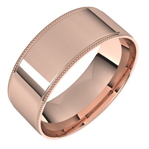 14K Rose 7 mm Milgrain Flat Comfort Fit Edge Band - BN & CO JEWELRY