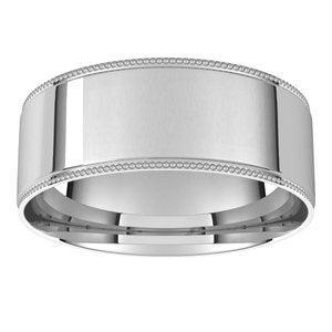14K White 7 mm Milgrain Flat Comfort Fit Edge Band - BN & CO JEWELRY