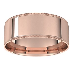 14K Rose 7 mm Milgrain Flat Comfort Fit Edge Band - BN & CO JEWELRY