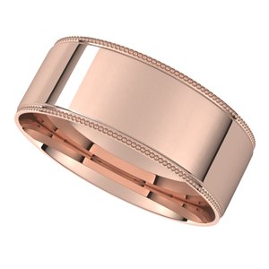 14K Rose 7 mm Milgrain Flat Comfort Fit Edge Band - BN & CO JEWELRY