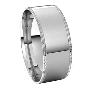14K White 7 mm Milgrain Flat Comfort Fit Edge Band - BN & CO JEWELRY