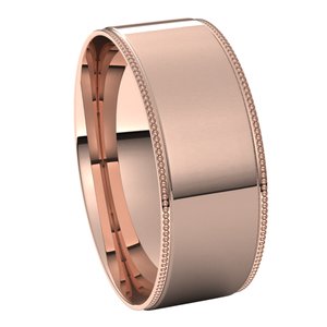 14K Rose 7 mm Milgrain Flat Comfort Fit Edge Band - BN & CO JEWELRY