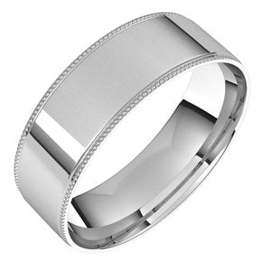 14K White 6 mm Milgrain Flat Comfort Fit Edge Band Size 10 - BN & CO JEWELRY