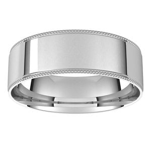 14K White 6 mm Milgrain Flat Comfort Fit Edge Band Size 10 - BN & CO JEWELRY