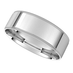 14K White 6 mm Milgrain Flat Comfort Fit Edge Band Size 7 - BN & CO JEWELRY