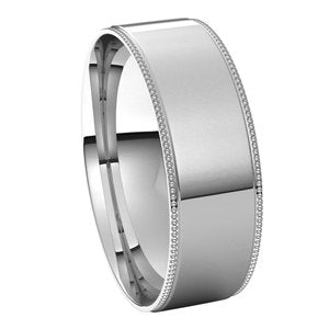 10K White 6 mm Milgrain Flat Comfort Fit Edge Band Size 11 - BN & CO JEWELRY