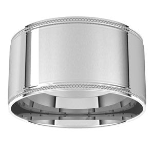 14K White 8 mm Milgrain Flat Comfort Fit Edge Band Size 8 - BN & CO JEWELRY