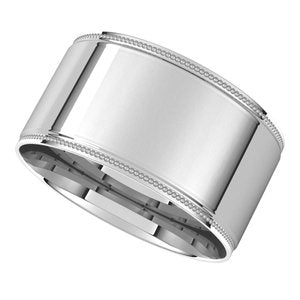14K White 8 mm Milgrain Flat Comfort Fit Edge Band Size 8 - BN & CO JEWELRY