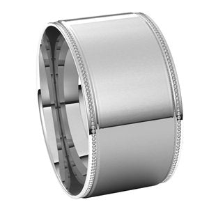 14K White 8 mm Milgrain Flat Comfort Fit Edge Band Size 8 - BN & CO JEWELRY