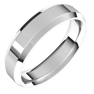 Platinum 5 mm Beveled-Edge Comfort-Fit Band Size 7 - BN & CO JEWELRY