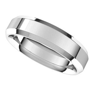Platinum 5 mm Beveled-Edge Comfort-Fit Band Size 9 - BN & CO JEWELRY