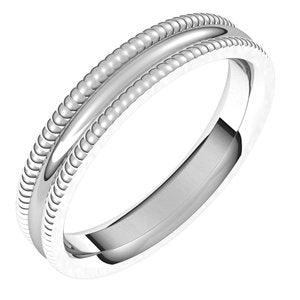 18K White 4 mm Extra Large Milgrain Comfort Fit Band Size 11 - BN & CO JEWELRY