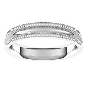 18K White 4 mm Extra Large Milgrain Comfort Fit Band Size 11 - BN & CO JEWELRY