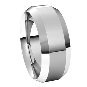 10K White 8 mm Beveled-Edge Comfort-Fit Band Size 12 - BN & CO JEWELRY