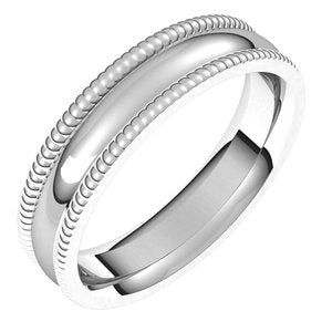 Platinum 5 mm Extra Large Milgrain Comfort Fit Band Size 6.5 - BN & CO JEWELRY