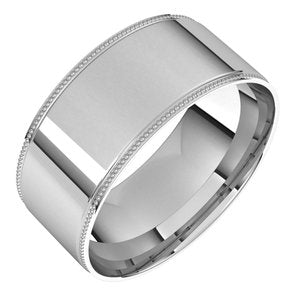 14K White 8 mm Milgrain Flat Comfort Fit Edge Band Size 8 - BN & CO JEWELRY
