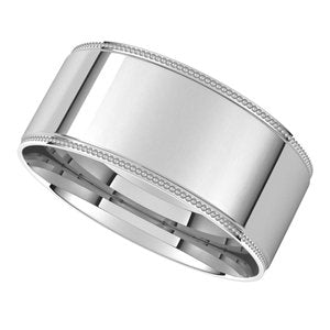 14K White 8 mm Milgrain Flat Comfort Fit Edge Band Size 8 - BN & CO JEWELRY