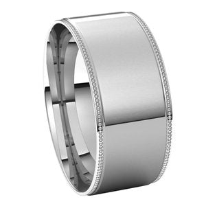 14K White 8 mm Milgrain Flat Comfort Fit Edge Band Size 8 - BN & CO JEWELRY