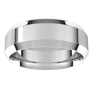14K X1 White 7 mm Beveled-Edge Comfort-Fit Band - BN & CO JEWELRY