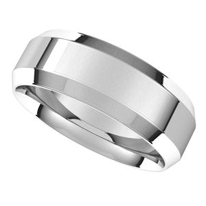 14K White 7 mm Beveled-Edge Comfort-Fit Band - BN & CO JEWELRY