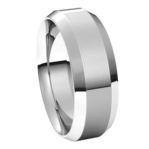 10K White 7 mm Beveled-Edge Comfort-Fit Band - BN & CO JEWELRY