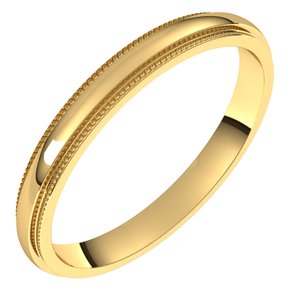 14K Yellow 2.5 mm Milgrain Half Round Edge Band Size 10.5 - BN & CO JEWELRY
