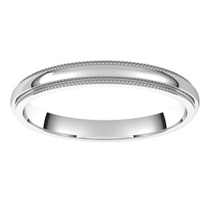 18K White 2.5 mm Milgrain Half Round Edge Band Size 10 - BN & CO JEWELRY