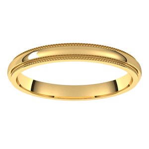 14K Yellow 2.5 mm Milgrain Half Round Edge Band Size 10.5 - BN & CO JEWELRY