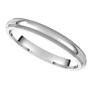 14K White 2.5 mm Milgrain Half Round Edge Band Size 10 - BN & CO JEWELRY